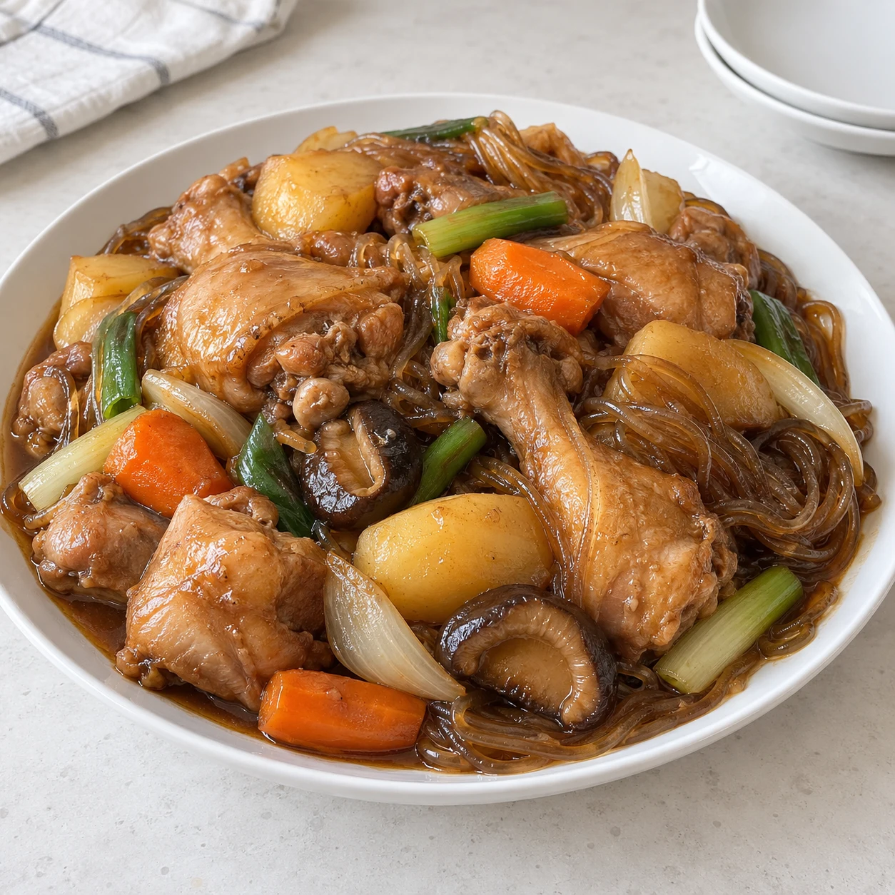 อันดงจิมทัก — ไก่ตุ๋นซีอิ๊วใส่วุ้นเส้นเกาหลี