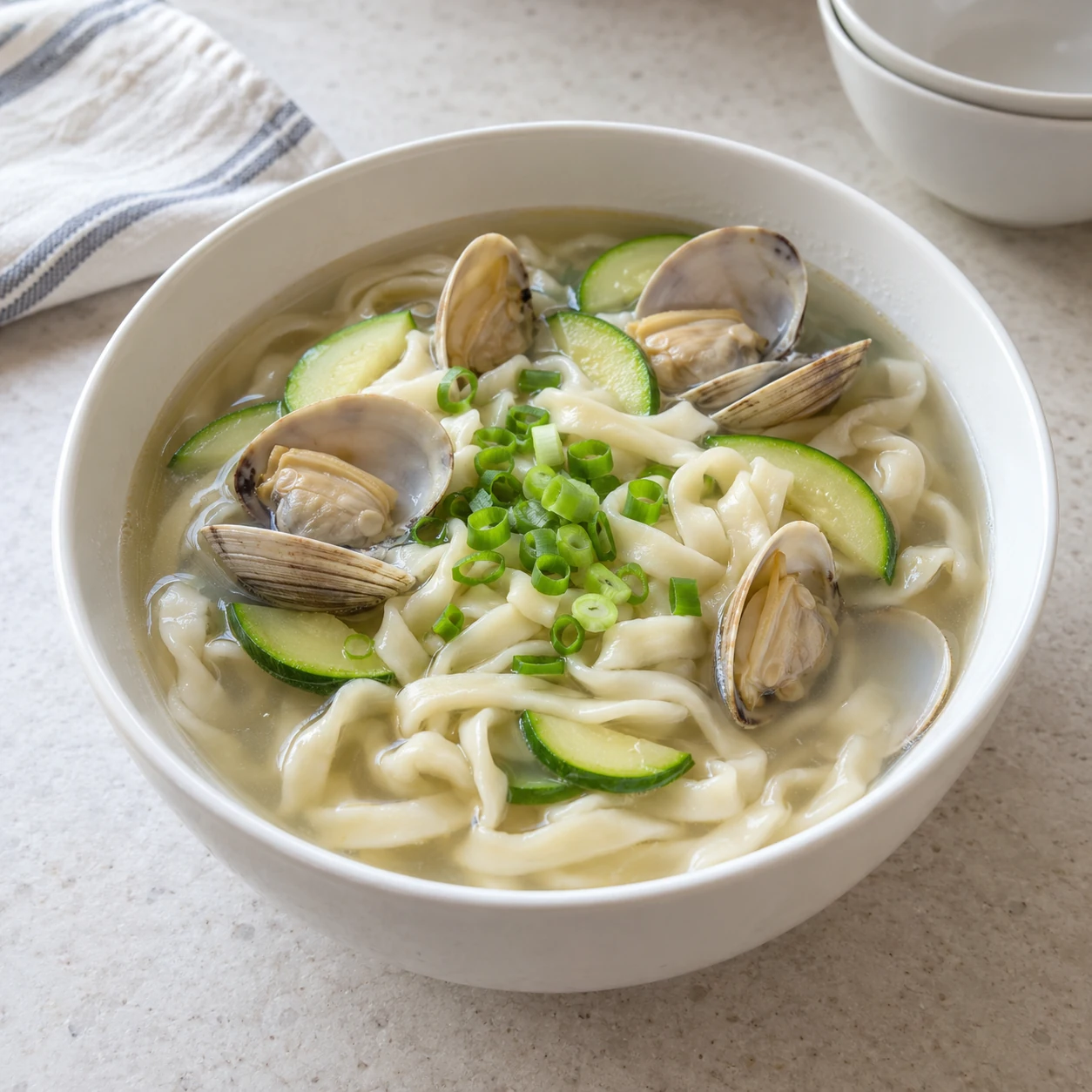 บะหมี่เกาหลีในซุปหอยลาย