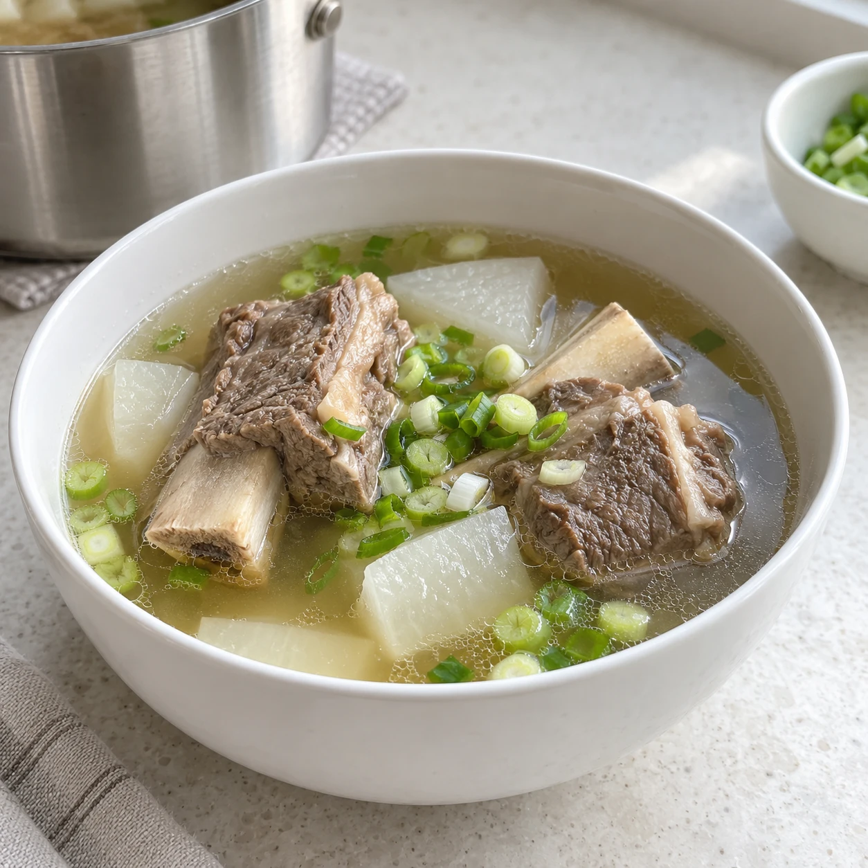 Clear beef short rib soup (galbitang)