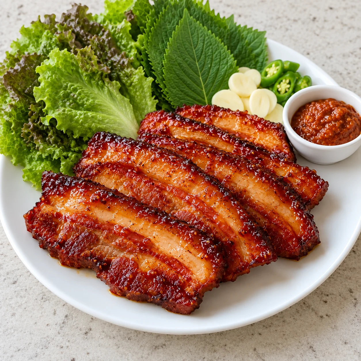 Gochujang samgyeopsal — acılı Kore usulü domuz göbeği
