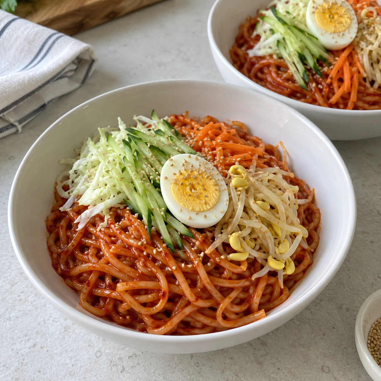 Jjolmyeon — acılı çiğnenebilir Kore eriştesi