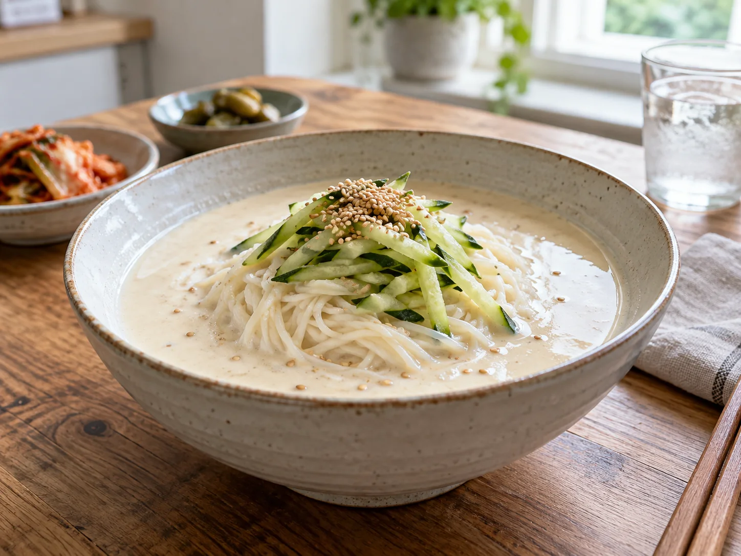 Kongguksu — บะหมี่ถั่วเหลืองเย็นของเกาหลี