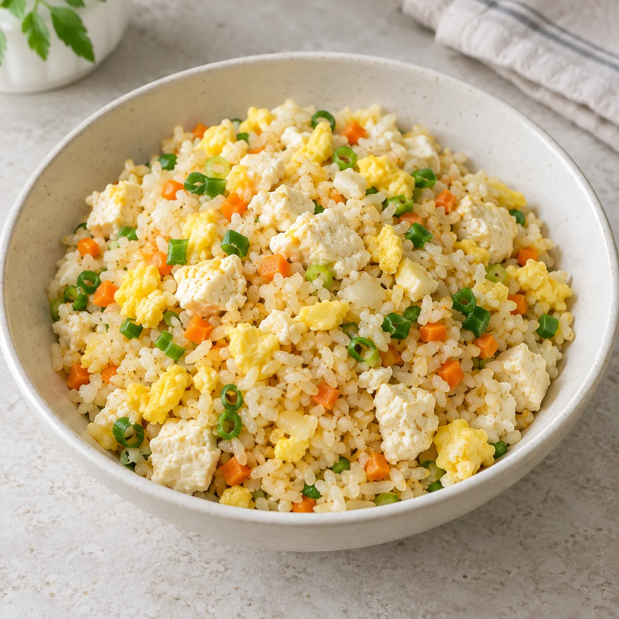 ข้าวผัดเต้าหู้และไข่
