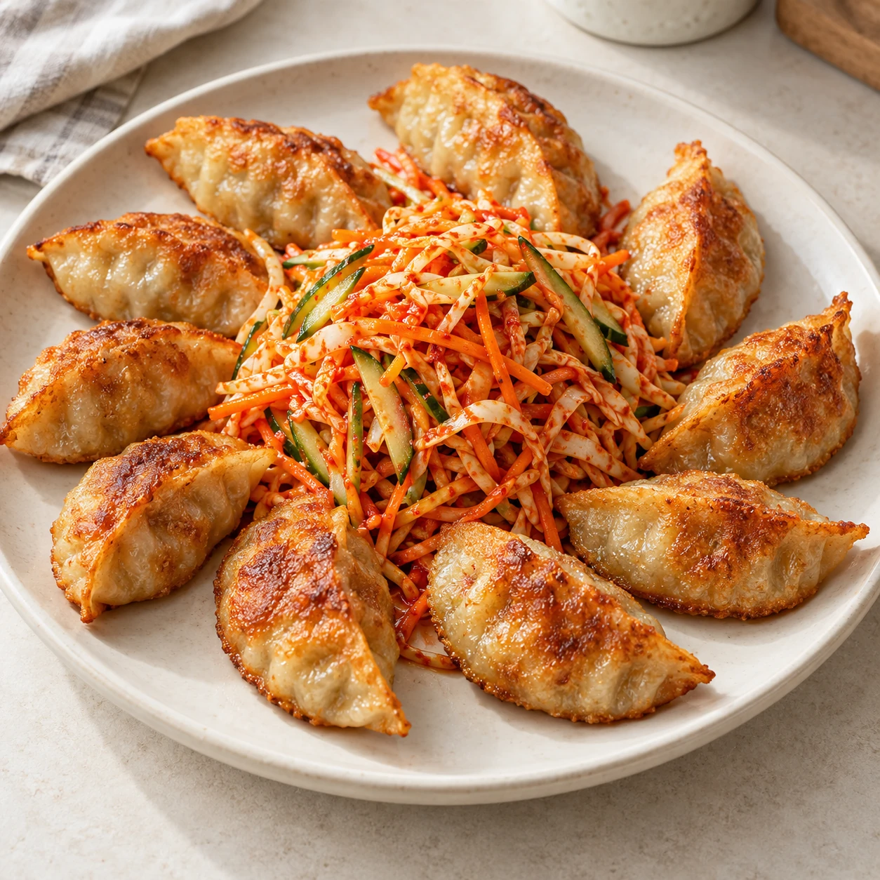Crispy bibim mandu salad